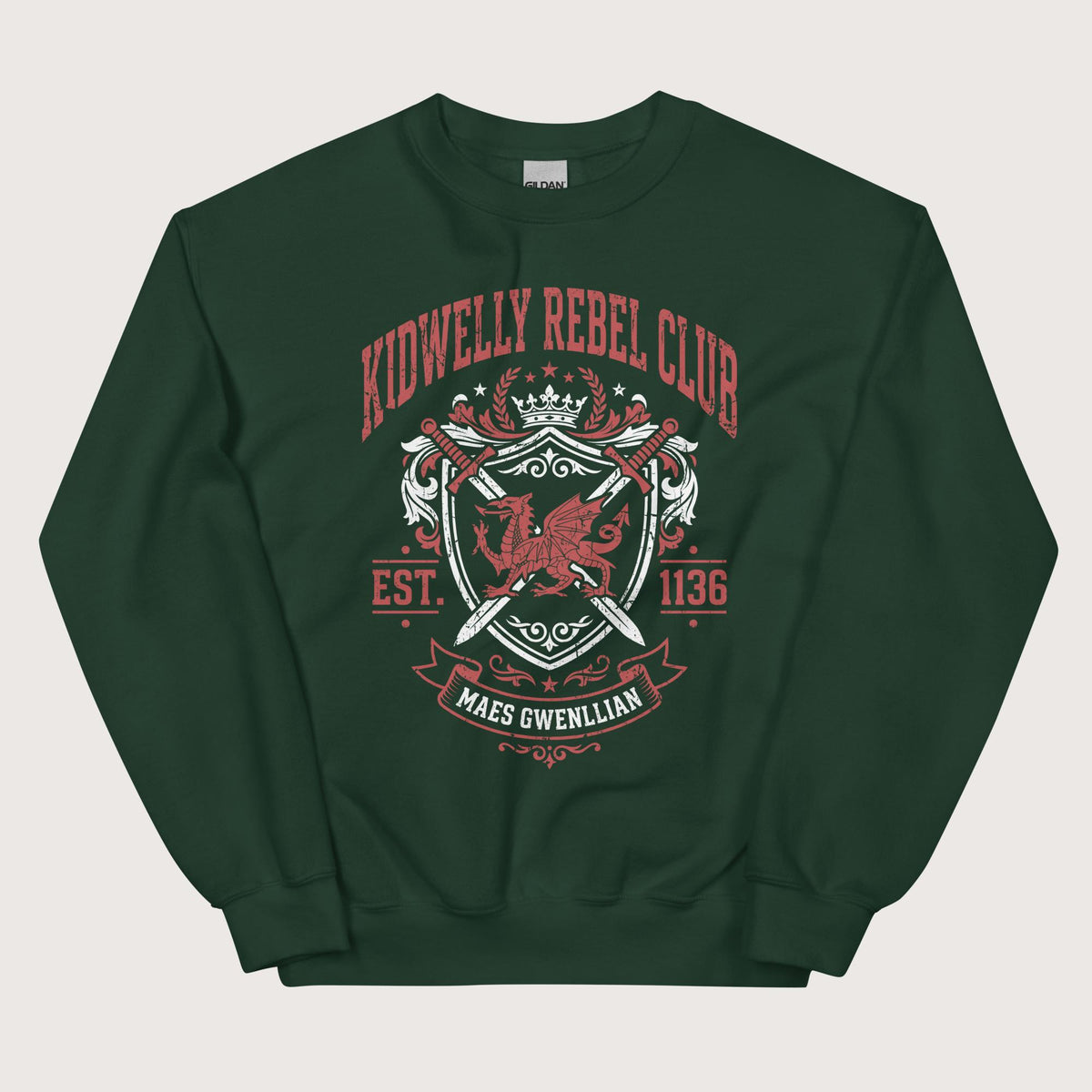 Forest Green Kidwelly Rebel Club Maes Gwenllian 1136 Sweatshirt - history buff gift by HistoHead
