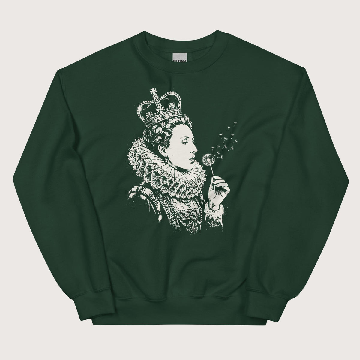 Forest Green Elizabeth I Blowing Wishes Sweatshirt - history buff gift by HistoHead