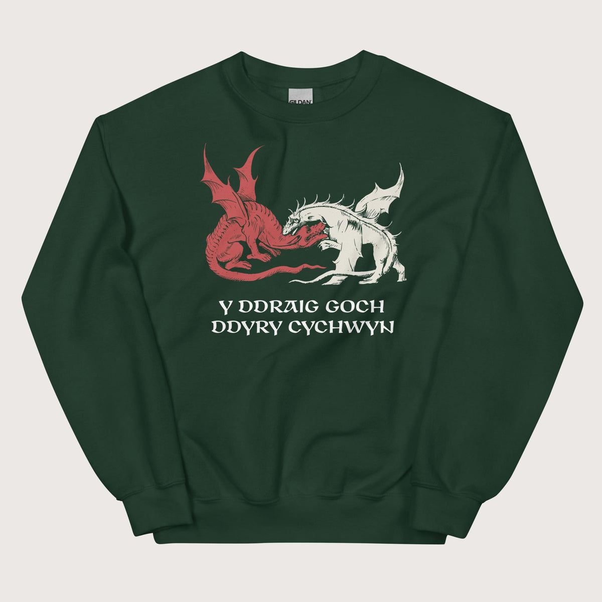 Forest Green Red Dragon Prophecy Sweatshirt - history buff gift by HistoHead