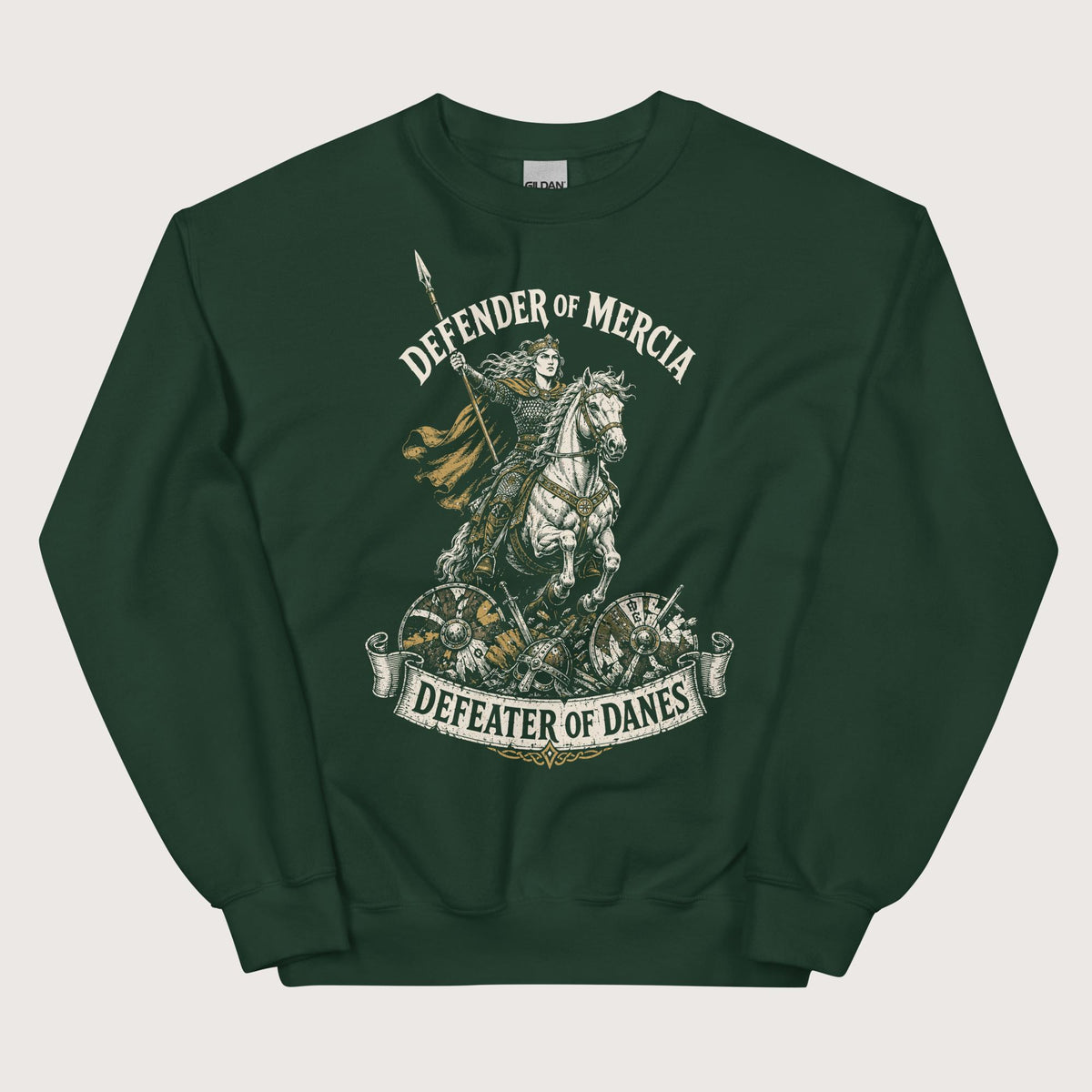 Forest Green Æthelflæd Defender of Mercia Sweatshirt - history buff gift by HistoHead