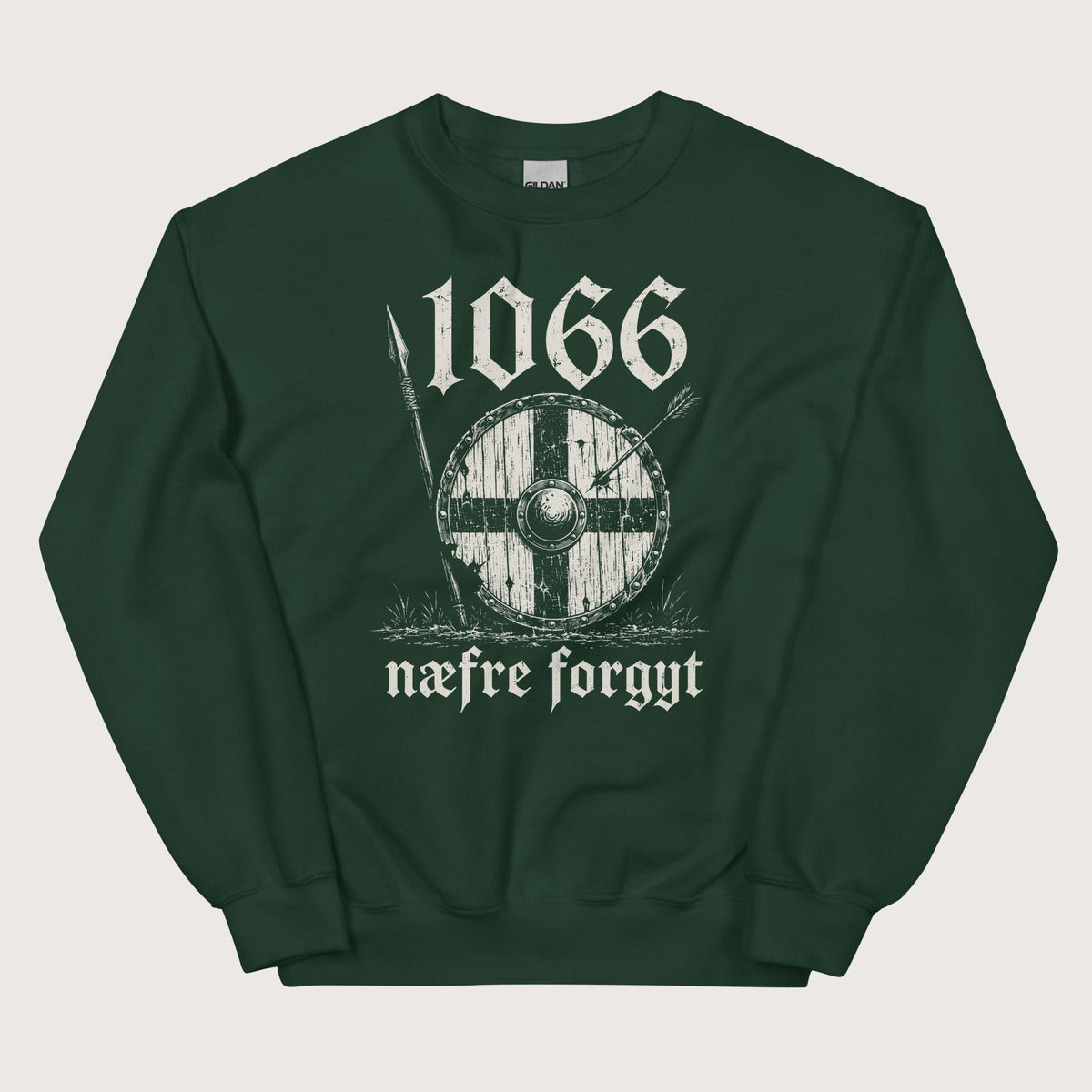 Forest Green 1066 Never Forget in Old English Sweatshirt - history buff gift by HistoHead