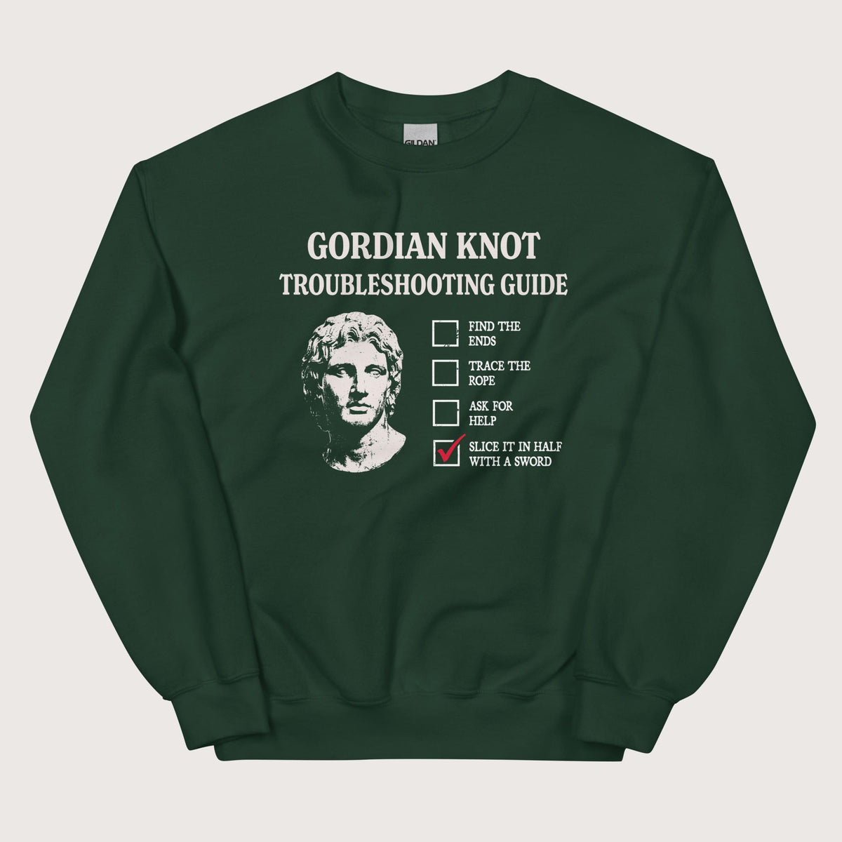 Forest Green Alexander's Gordian Knot Guide Sweatshirt - history buff gift by HistoHead