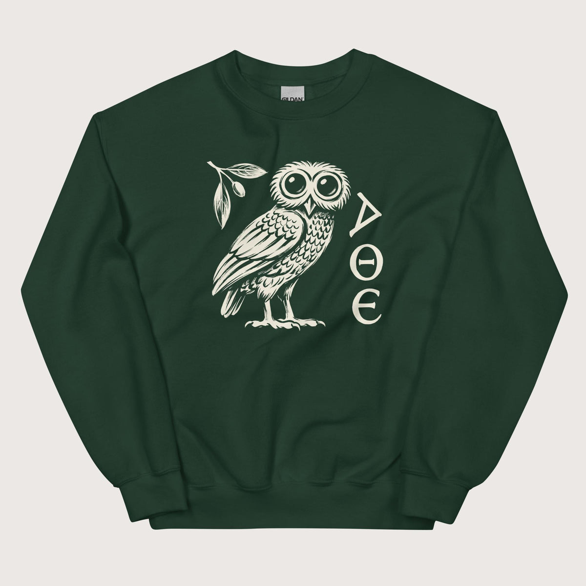 Forest Green Owl of Athena Sweatshirt - history buff gift by HistoHead