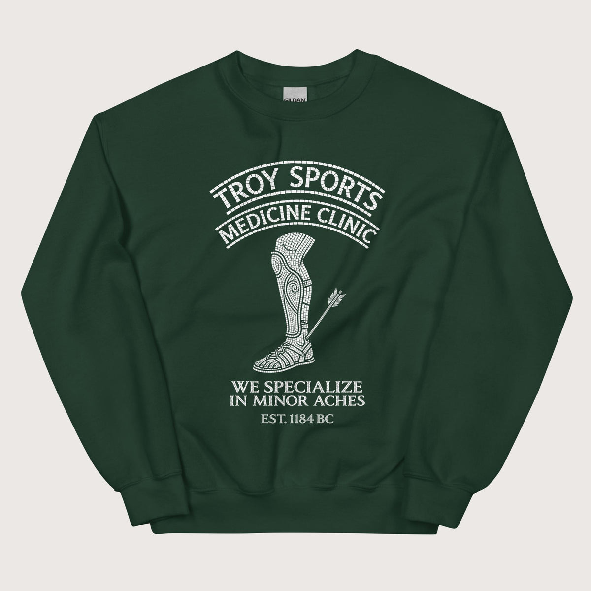 Forest Green Troy Sports Medicine Clinic Sweatshirt - history buff gift by HistoHead