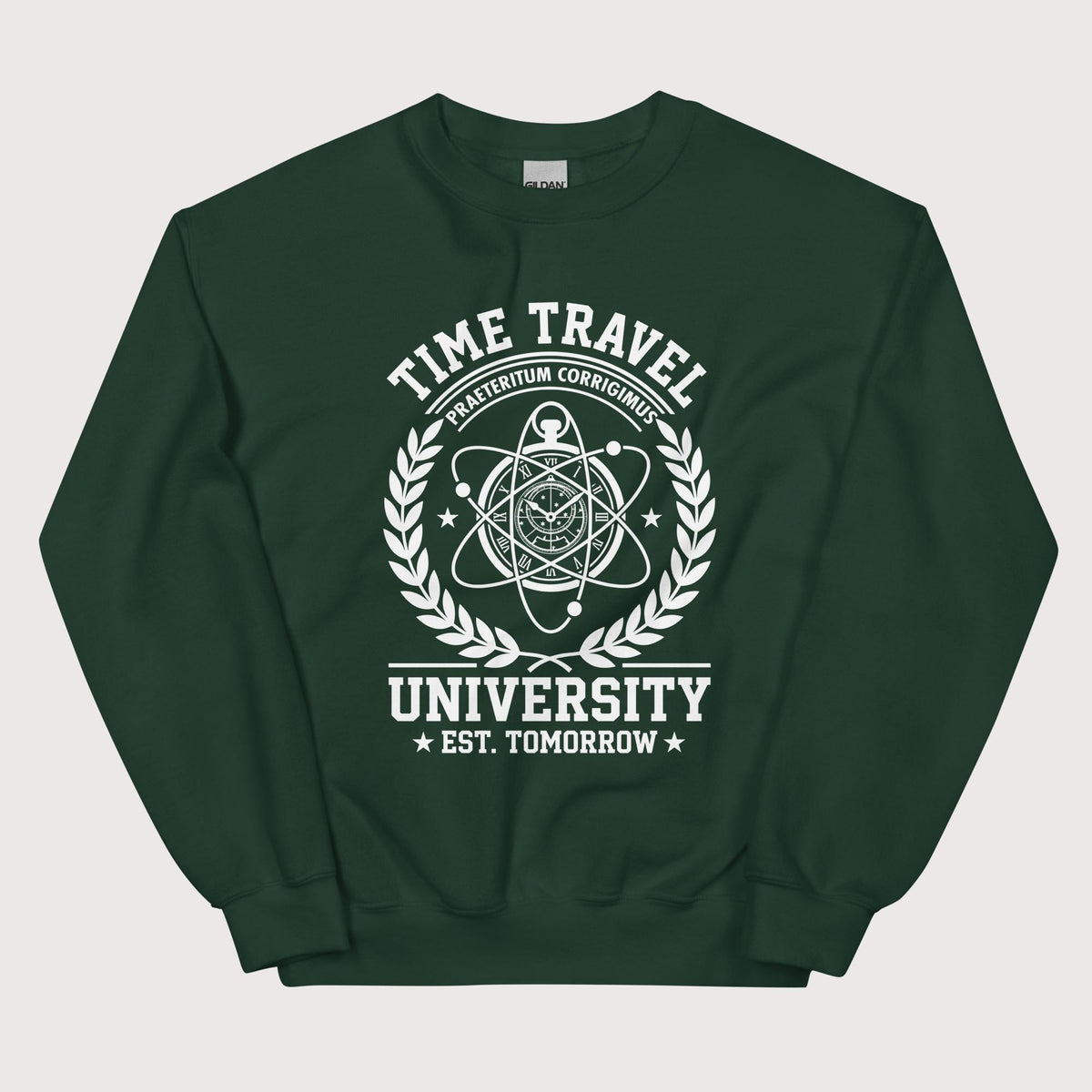 Forest Green Time Travel University Sweatshirt - history buff gift by HistoHead