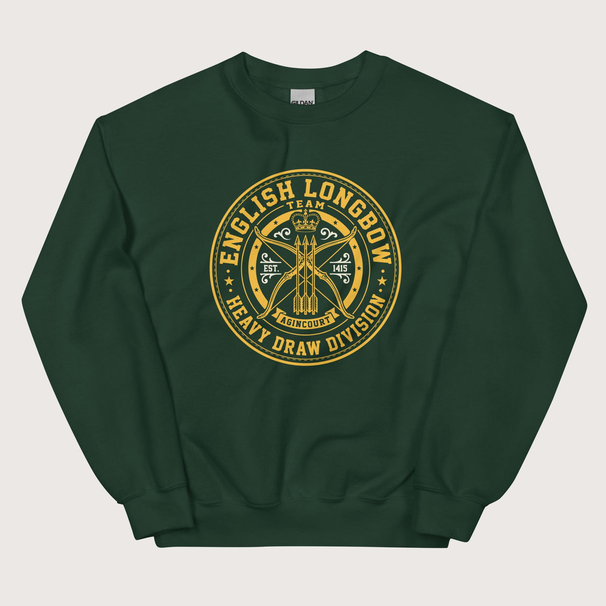 Forest Green English Longbow Heavy Draw Division Sweatshirt - history buff gift by HistoHead