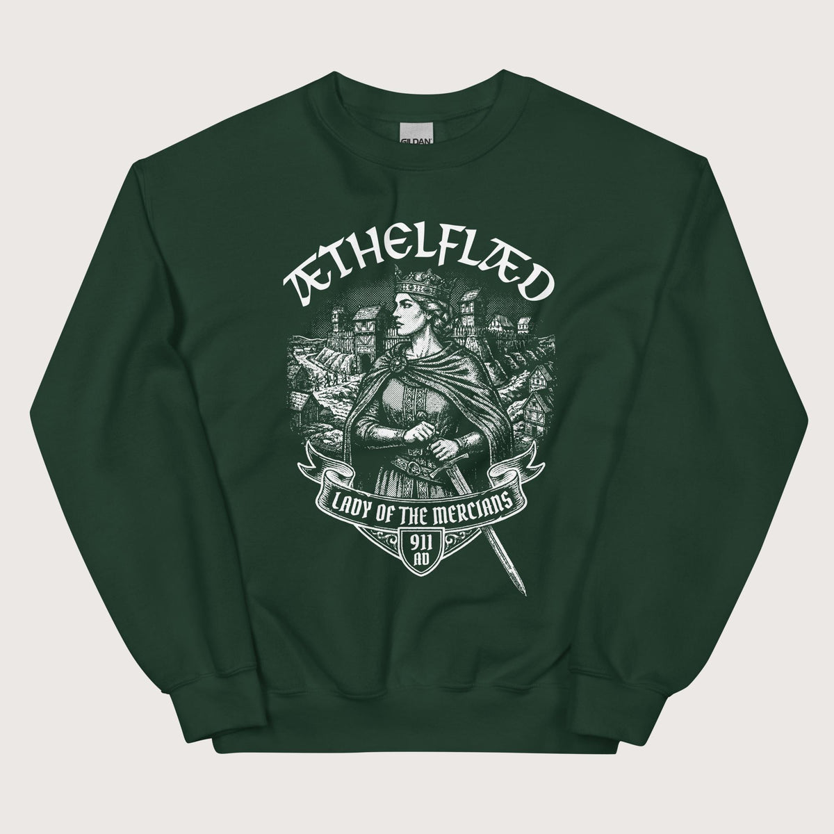 Forest Green Æthelflæd Lady of the Mercians Sweatshirt - history buff gift by HistoHead