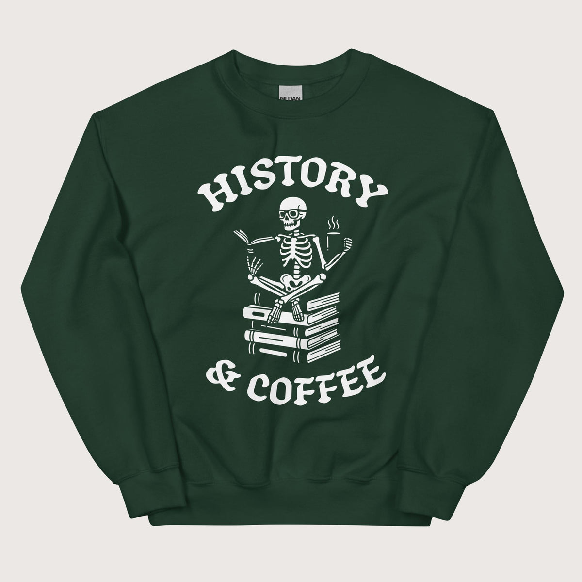Forest Green History & Coffee Sweatshirt - history buff gift by HistoHead
