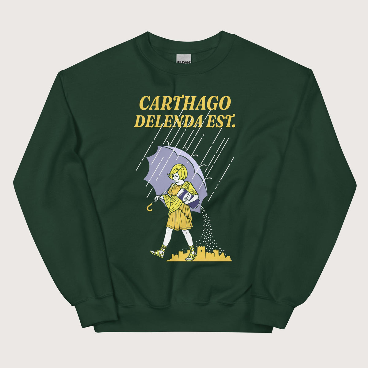 Forest Green Carthago Delenda Est Salt Girl Sweatshirt - history buff gift by HistoHead