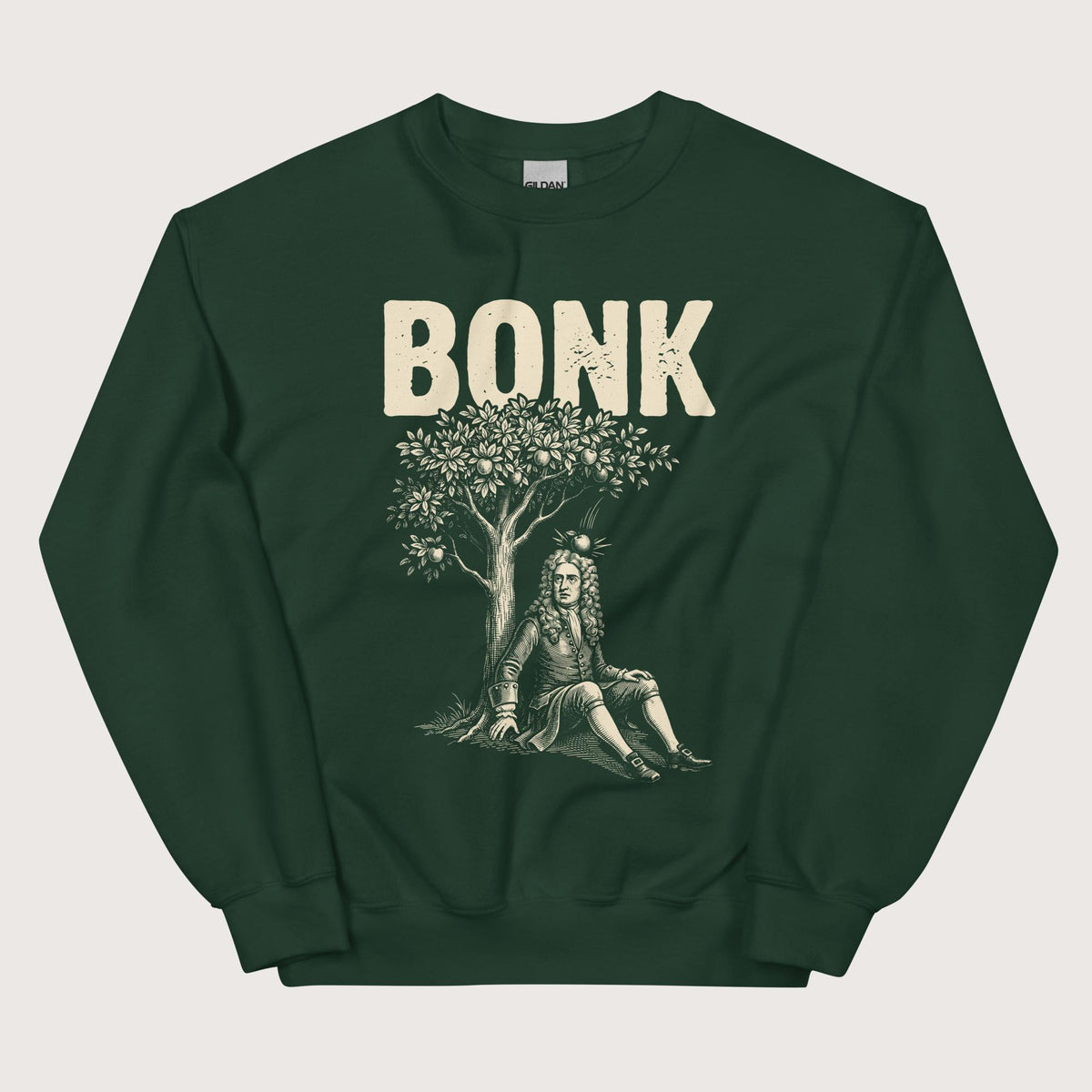 Forest Green Newton Bonk Sweatshirt - history buff gift by HistoHead