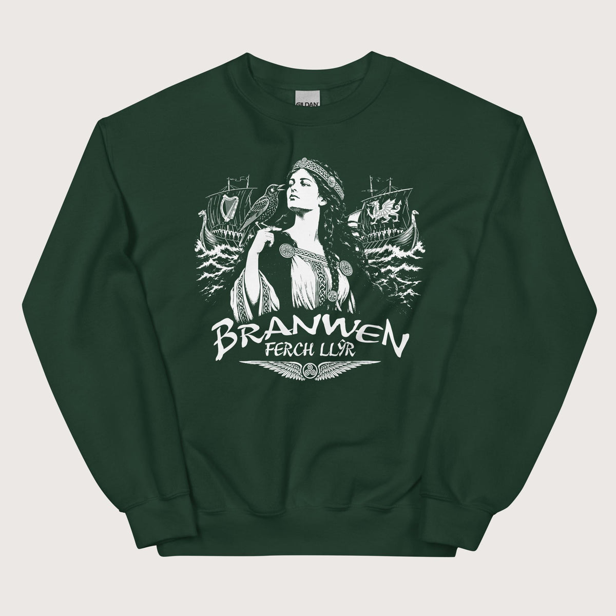 Forest Green Branwen ferch Llŷr Sweatshirt - history buff gift by HistoHead