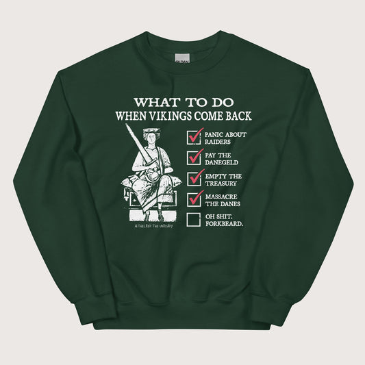 Forest Green Æthelred the Unready Viking Raid Survival Guide Sweatshirt - history buff gift by HistoHead
