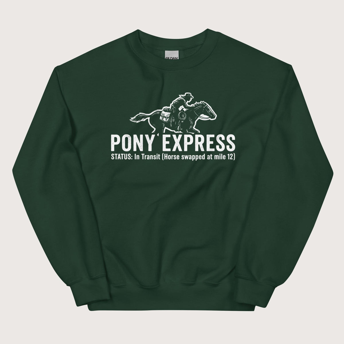 Forest Green Pony Express Sweatshirt - history buff gift by HistoHead