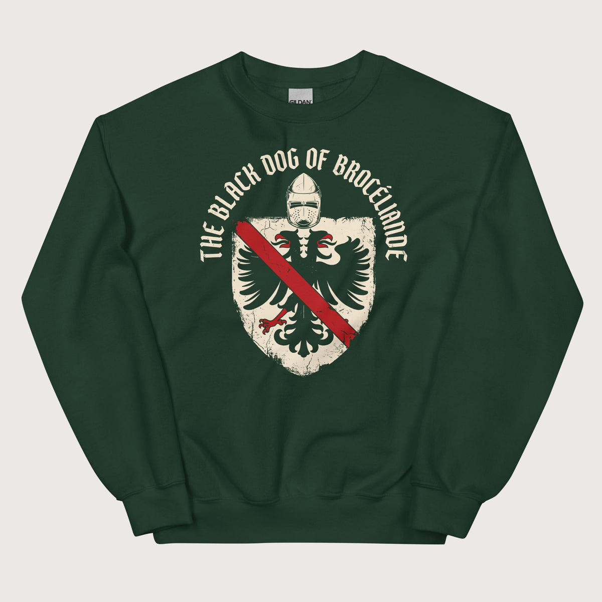 Forest Green Du Guesclin The Black Dog of Brocéliande Sweatshirt - history buff gift by HistoHead