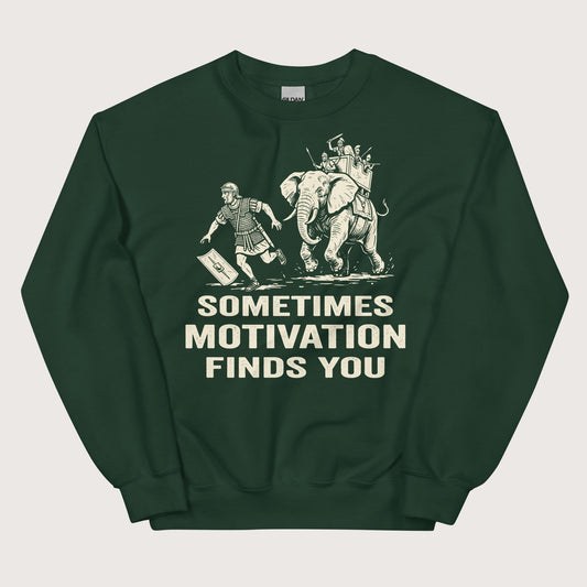Forest Green Motivation Finds You War Elephant Edition Sweatshirt - history buff gift by HistoHead