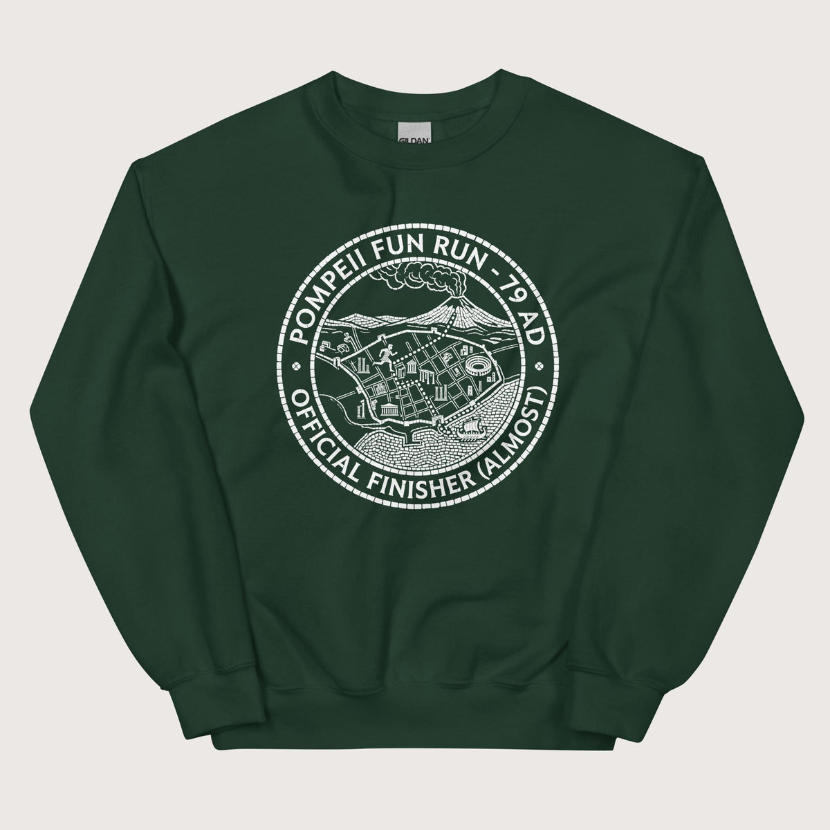Forest Green Pompeii Fun Run Official Finisher Sweatshirt - history buff gift by HistoHead