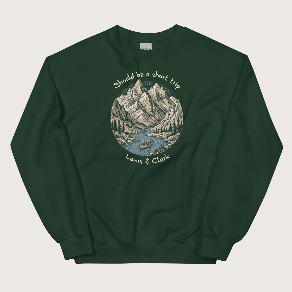 Forest Green Lewis & Clark Short Trip Sweatshirt - history buff gift by HistoHead