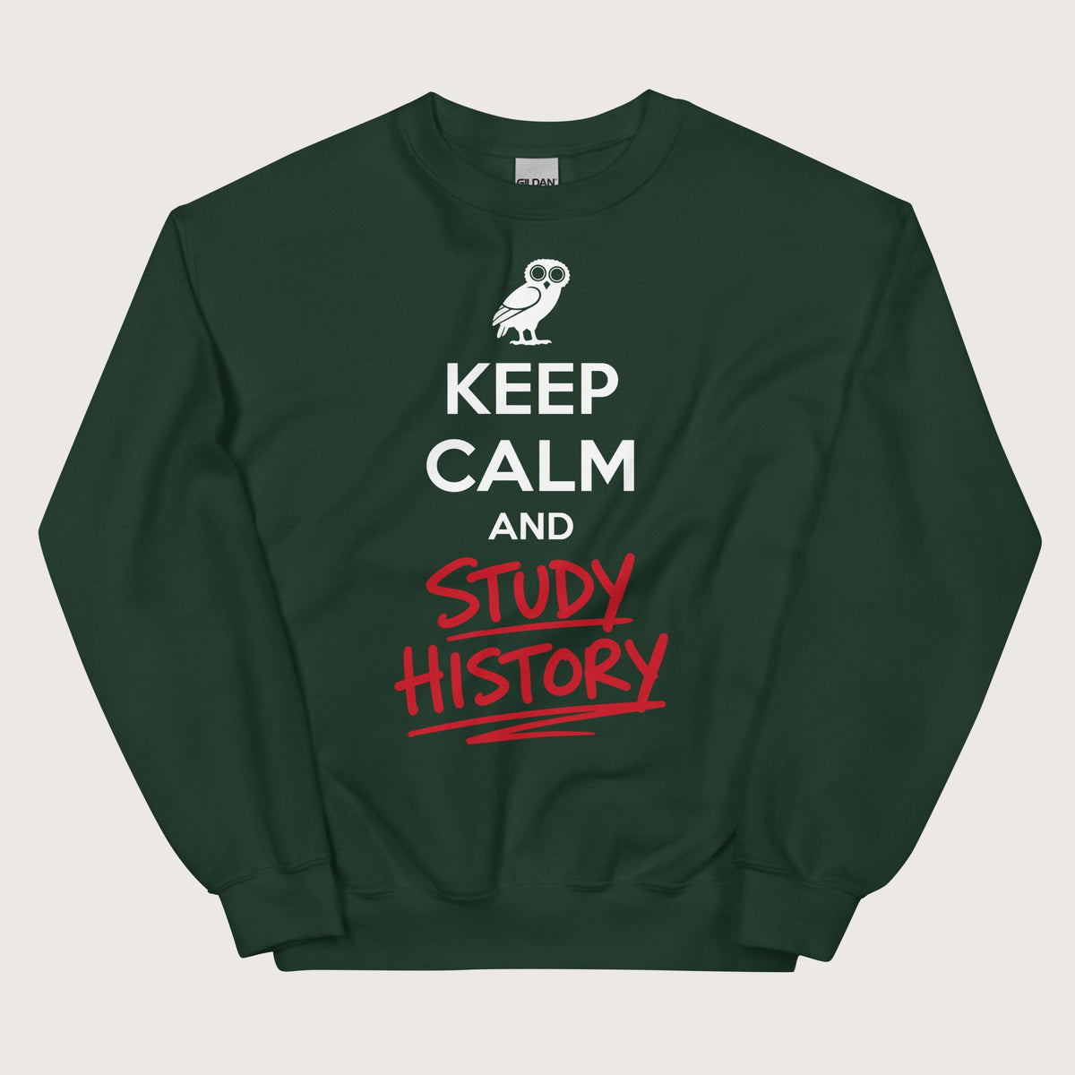 Forest Green Keep Calm and Study History Sweatshirt - history buff gift by HistoHead