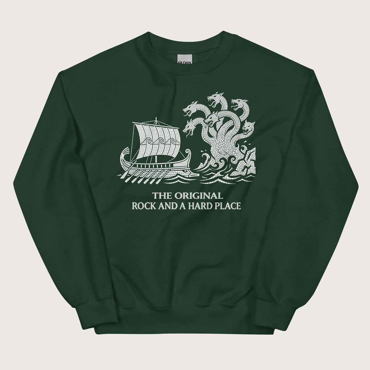 Forest Green Odyssey Rock and a Hard Place Sweatshirt - history buff gift by HistoHead