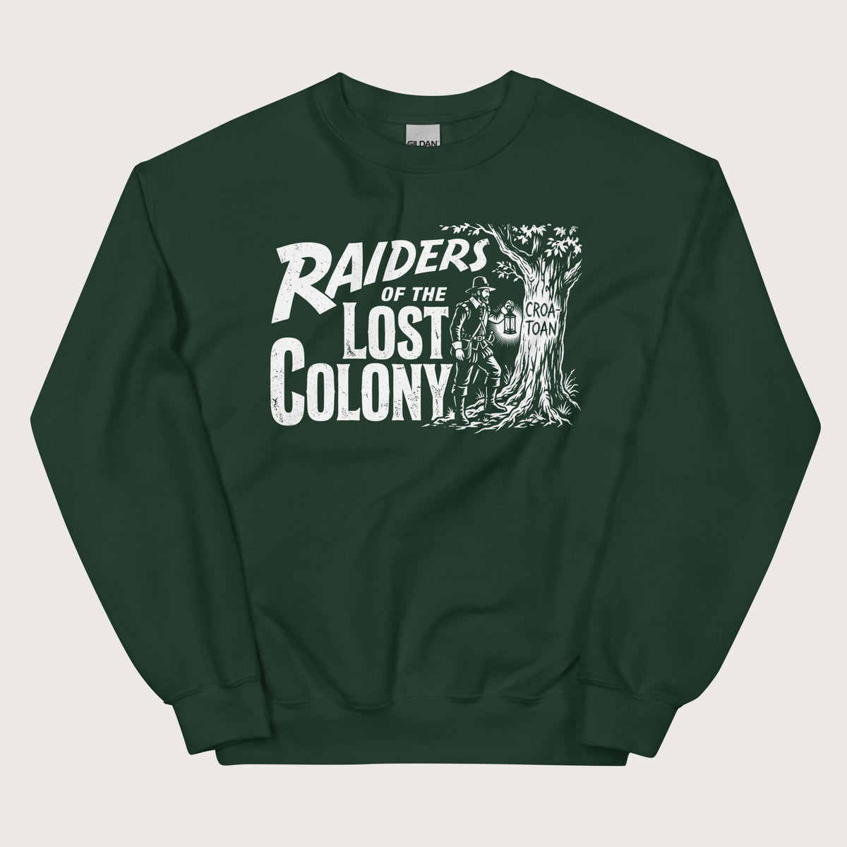 Forest Green Raiders of the Lost Colony Sweatshirt - history buff gift by HistoHead