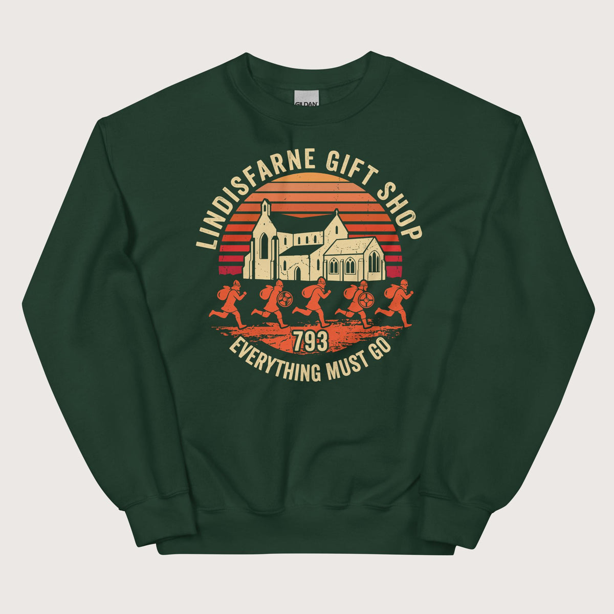 Forest Green Lindisfarne Gift Shop 793 Sweatshirt - history buff gift by HistoHead