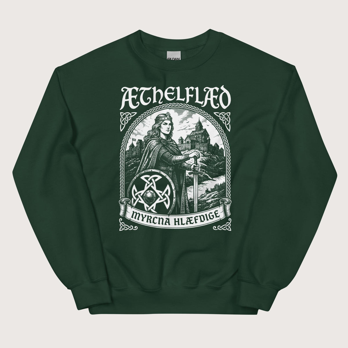 Forest Green Aethelflaed Lady of the Mercians Old English Sweatshirt - history buff gift by HistoHead