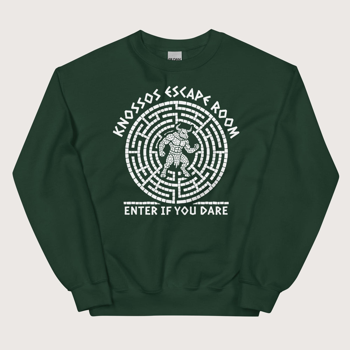 Forest Green Knossos Escape Room Enter If You Dare Sweatshirt - history buff gift by HistoHead