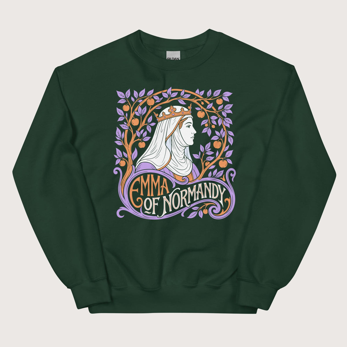 Forest Green Emma Of Normandy Sweatshirt - history buff gift by HistoHead