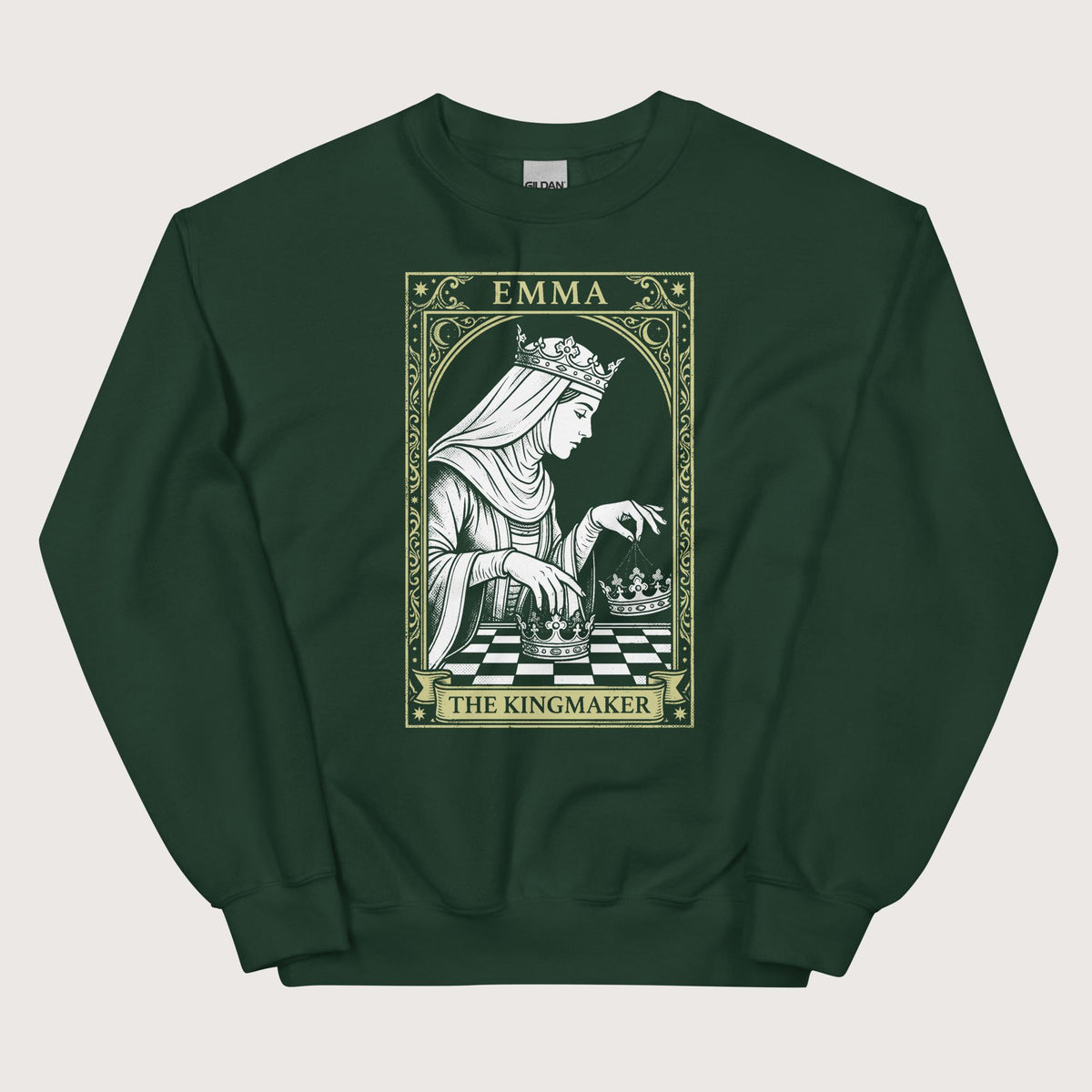 Forest Green Emma of Normandy The Kingmaker Sweatshirt - history buff gift by HistoHead