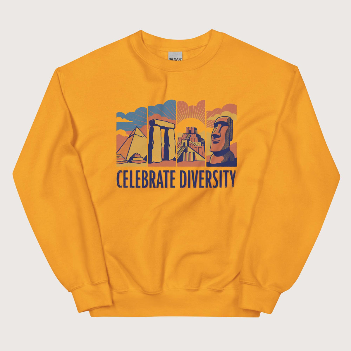 Gold Celebrate Diversity Stone Wonders Edition Sweatshirt - history buff gift by HistoHead