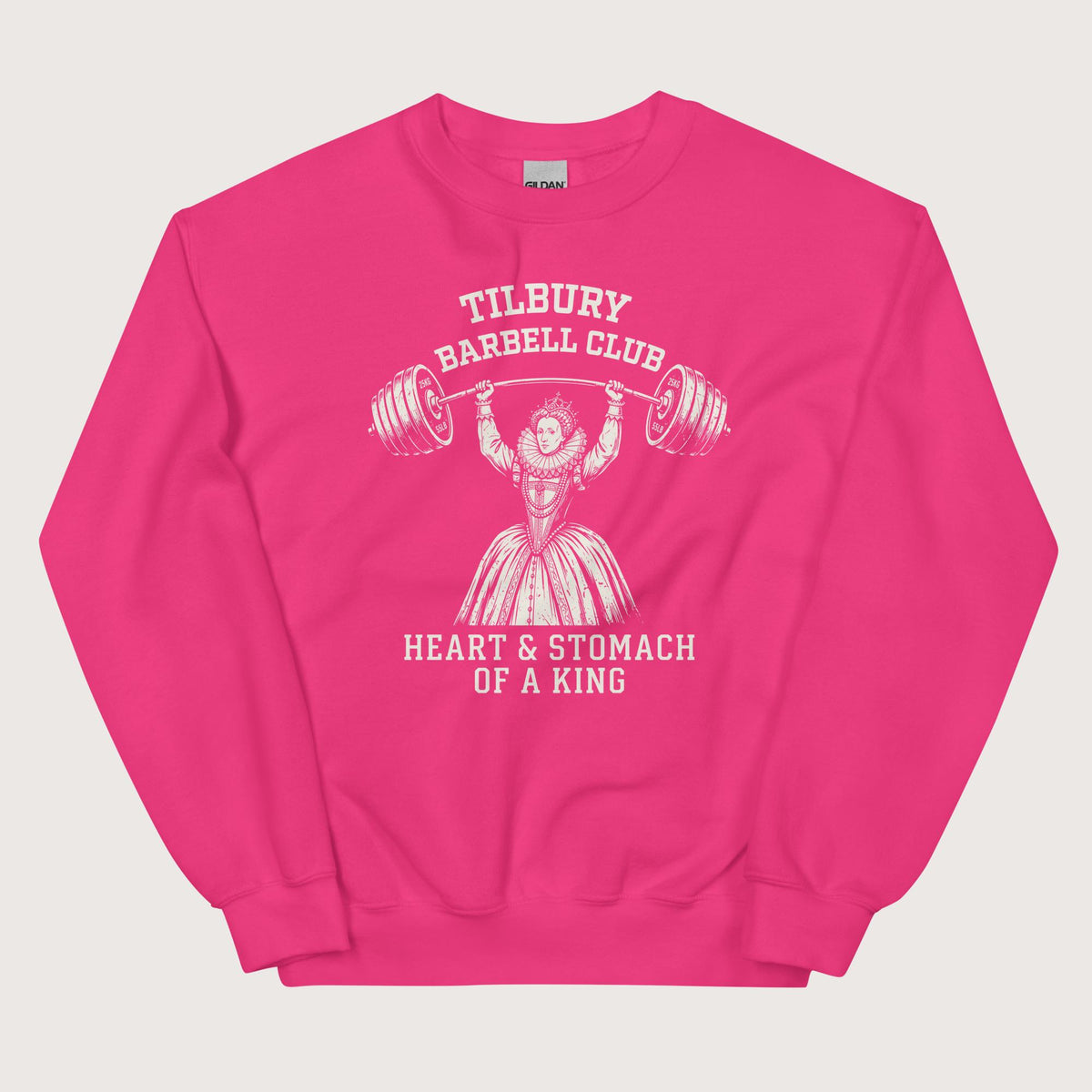 Heliconia Elizabeth I Tilbury Barbell Club Sweatshirt - history buff gift by HistoHead