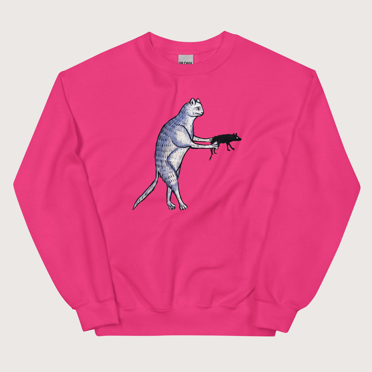 Heliconia Weird Medieval Cat's Mouse-Gun Sweatshirt - history buff gift by HistoHead