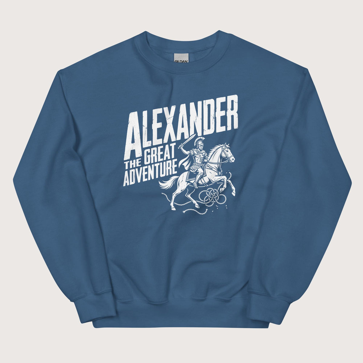 Indigo Blue Alexander the Great Adventure Sweatshirt - history buff gift by HistoHead