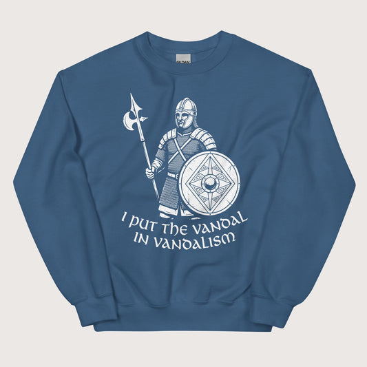 Indigo Blue Vandal in Vandalism Sweatshirt - history buff gift by HistoHead