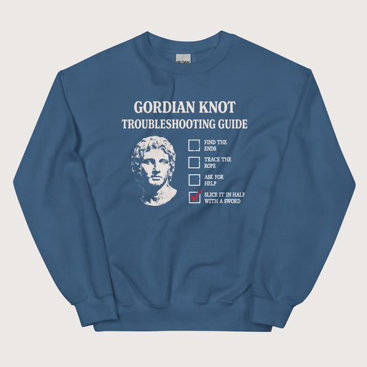 Indigo Blue Alexander's Gordian Knot Guide Sweatshirt - history buff gift by HistoHead
