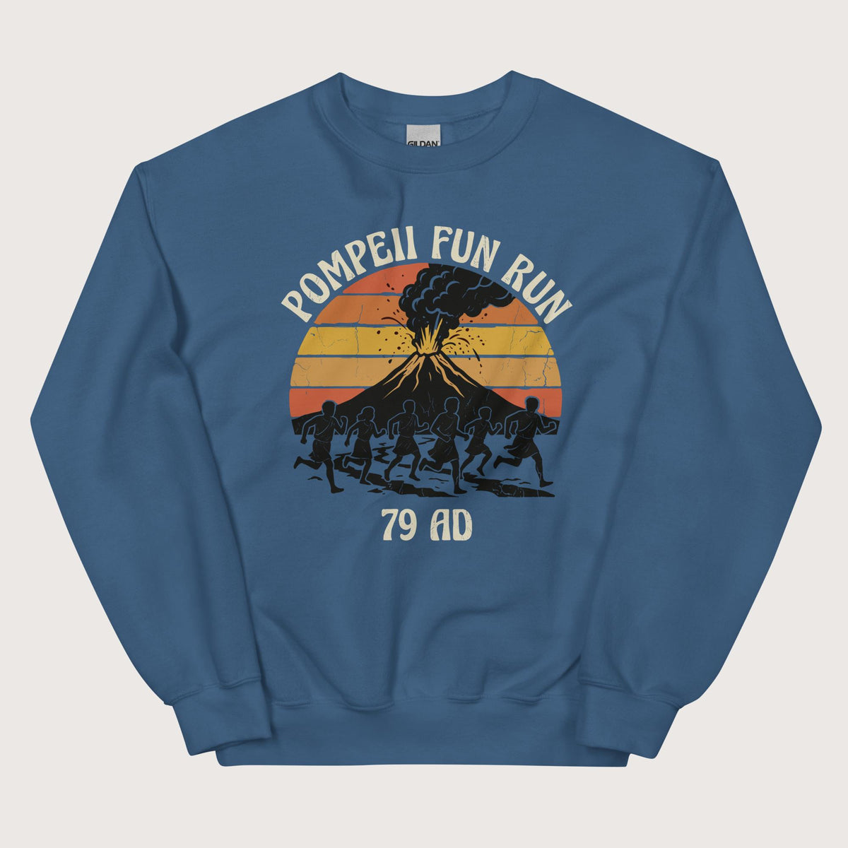Indigo Blue Pompeii Fun Run Retro Sweatshirt - history buff gift by HistoHead