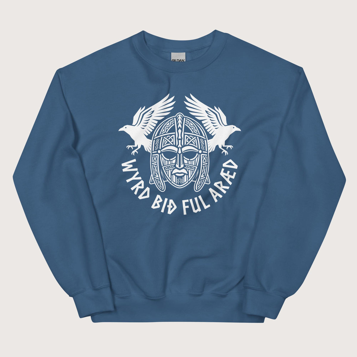 Indigo Blue Wyrd Bið Ful Aræd Sutton Hoo Helmet Edition Sweatshirt - history buff gift by HistoHead