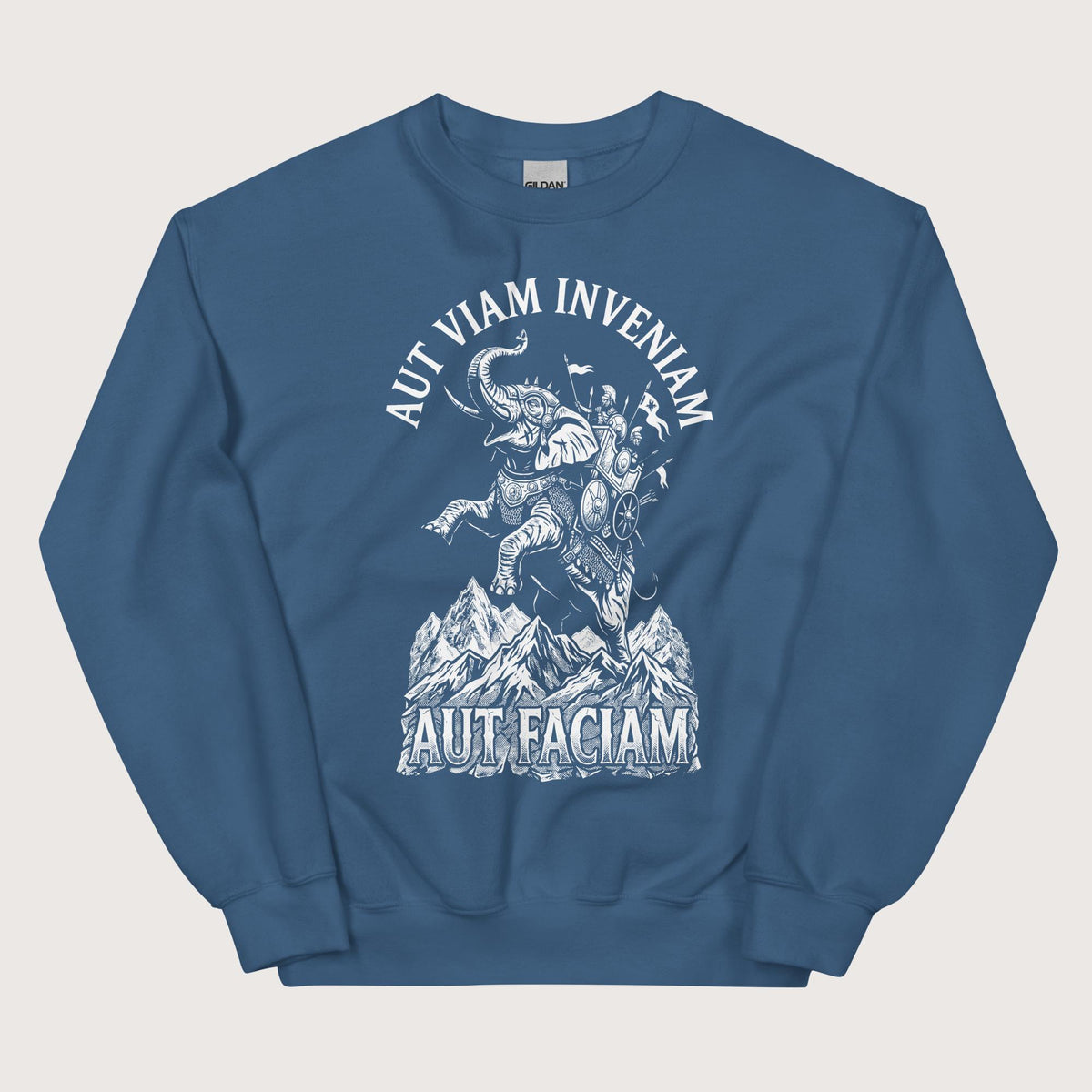 Indigo Blue Aut Viam Inveniam Hannibal Quote Sweatshirt - history buff gift by HistoHead