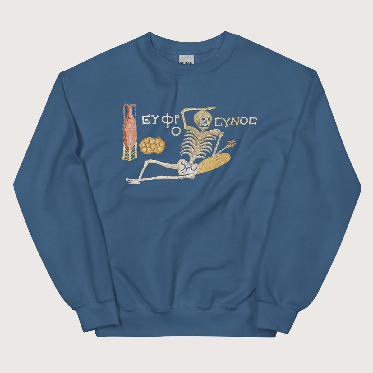 Indigo Blue Skeleton Mosaic Sweatshirt - history buff gift by HistoHead