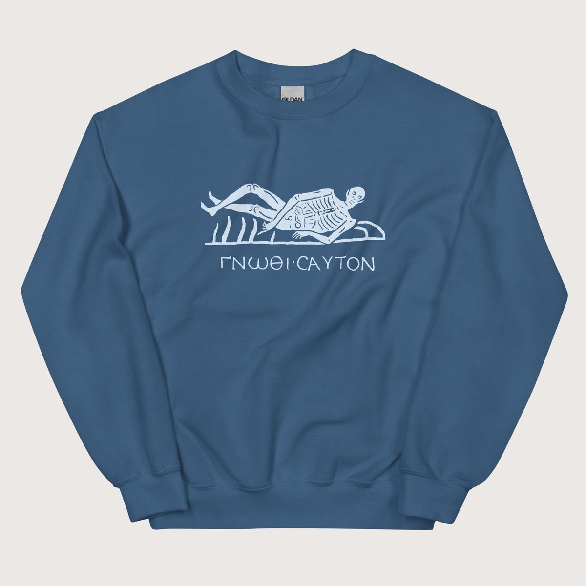 Indigo Blue Know Thyself Skeleton Sweatshirt - history buff gift by HistoHead