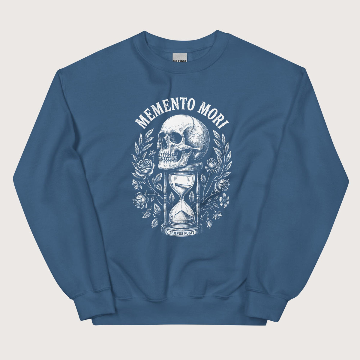Indigo Blue Memento Mori Tempus Fugit Sweatshirt - history buff gift by HistoHead
