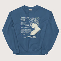 Indigo Blue Hypatia Quote Sweatshirt - history buff gift by HistoHead