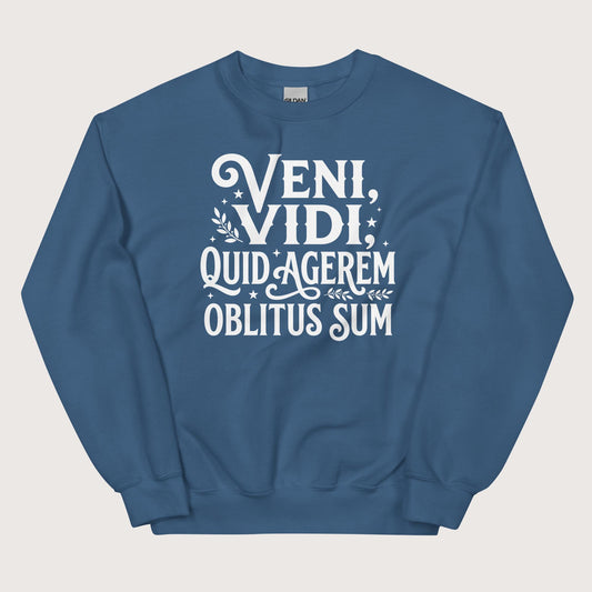 Indigo Blue Latin I Came I Saw I Forgot I Was Doing Sweatshirt - history buff gift by HistoHead
