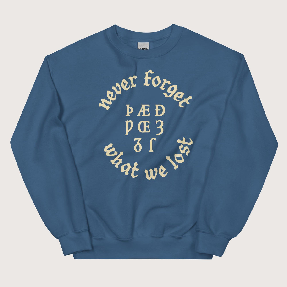 Indigo Blue Never Forget Lost Letters Sweatshirt - history buff gift by HistoHead