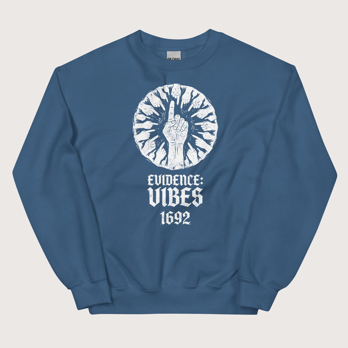 Indigo Blue 1692 Salem Witch Trials Evidence Sweatshirt - history buff gift by HistoHead