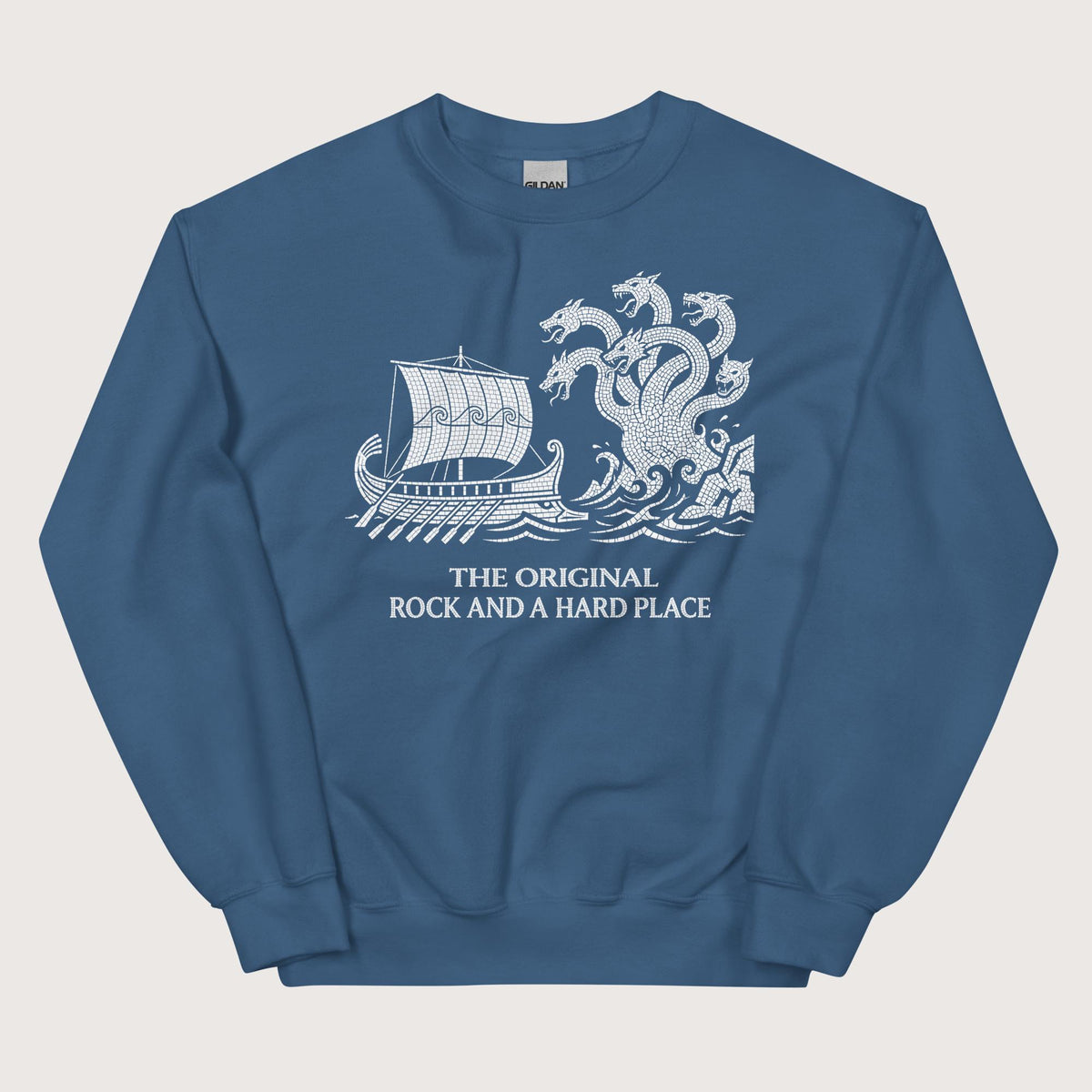 Indigo Blue Odyssey Rock and a Hard Place Sweatshirt - history buff gift by HistoHead
