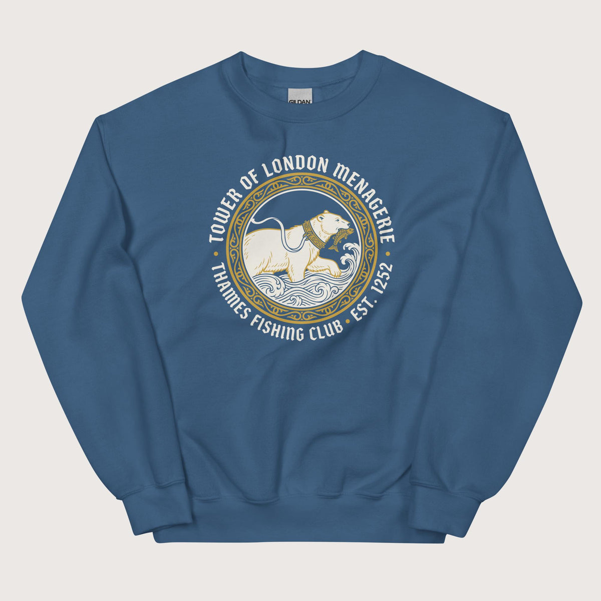 Indigo Blue Tower Of London Menagerie Thames Fishing Club Sweatshirt - history buff gift by HistoHead