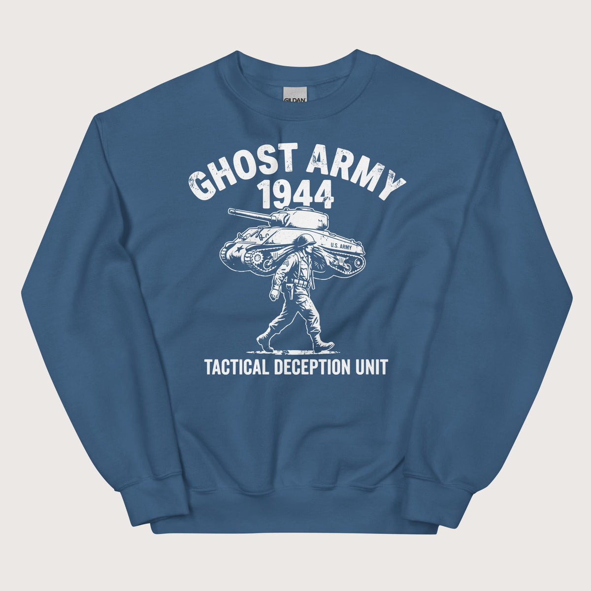 Indigo Blue Ghost Army Sweatshirt - history buff gift by HistoHead