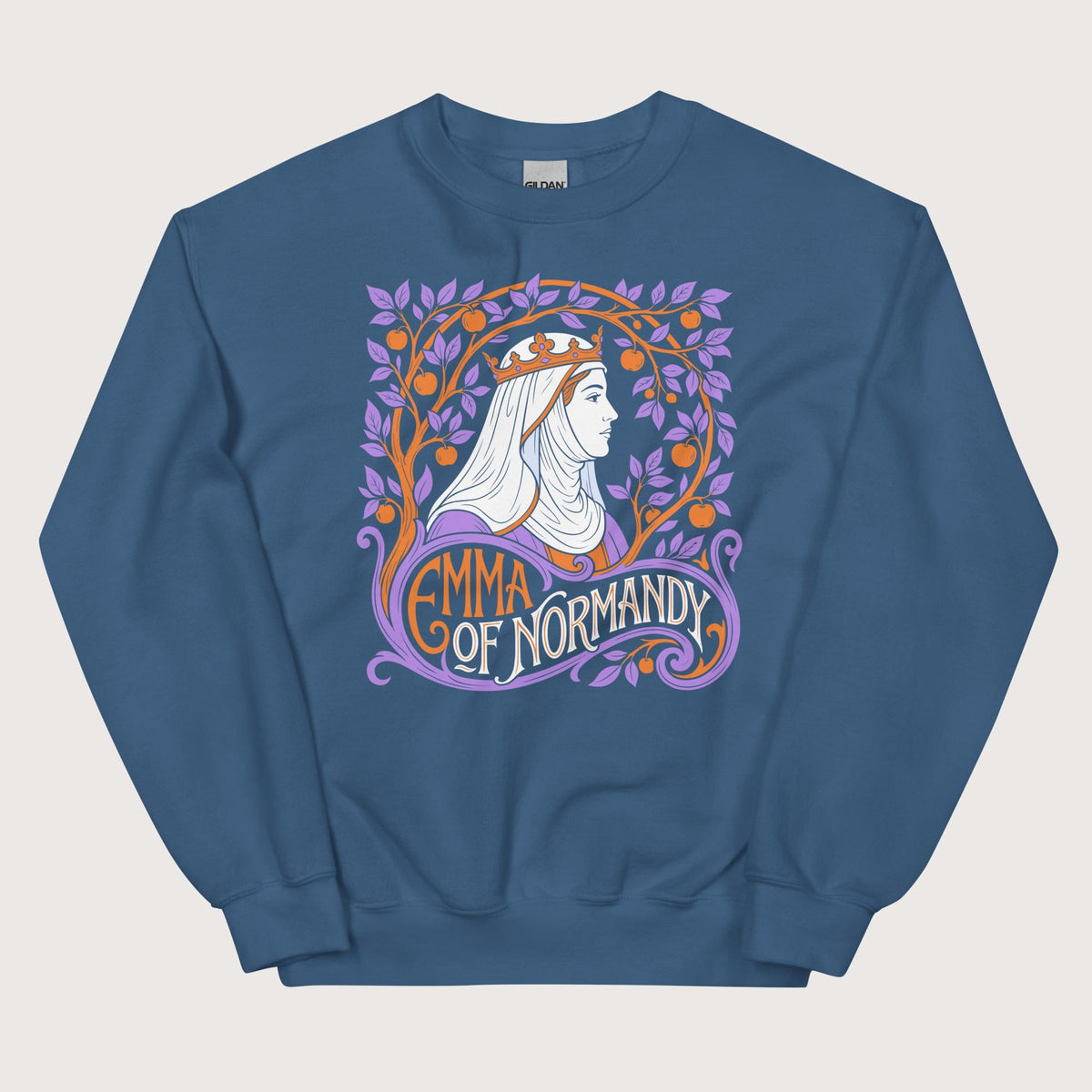 Indigo Blue Emma Of Normandy Sweatshirt - history buff gift by HistoHead