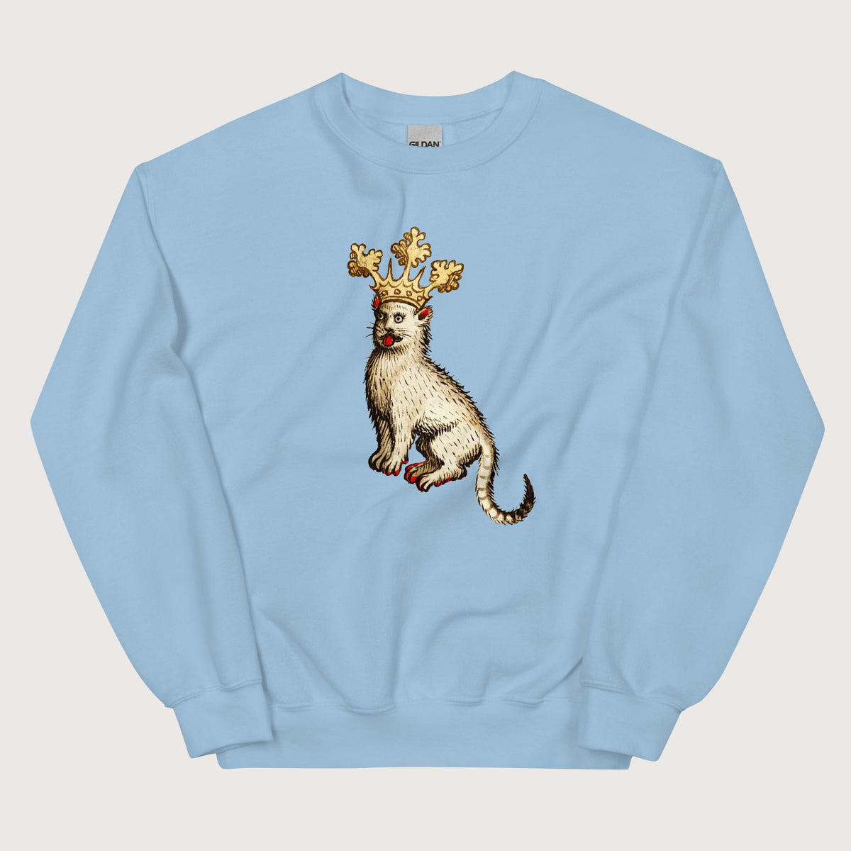 Light Blue Medieval Cat King Sweatshirt - history buff gift by HistoHead